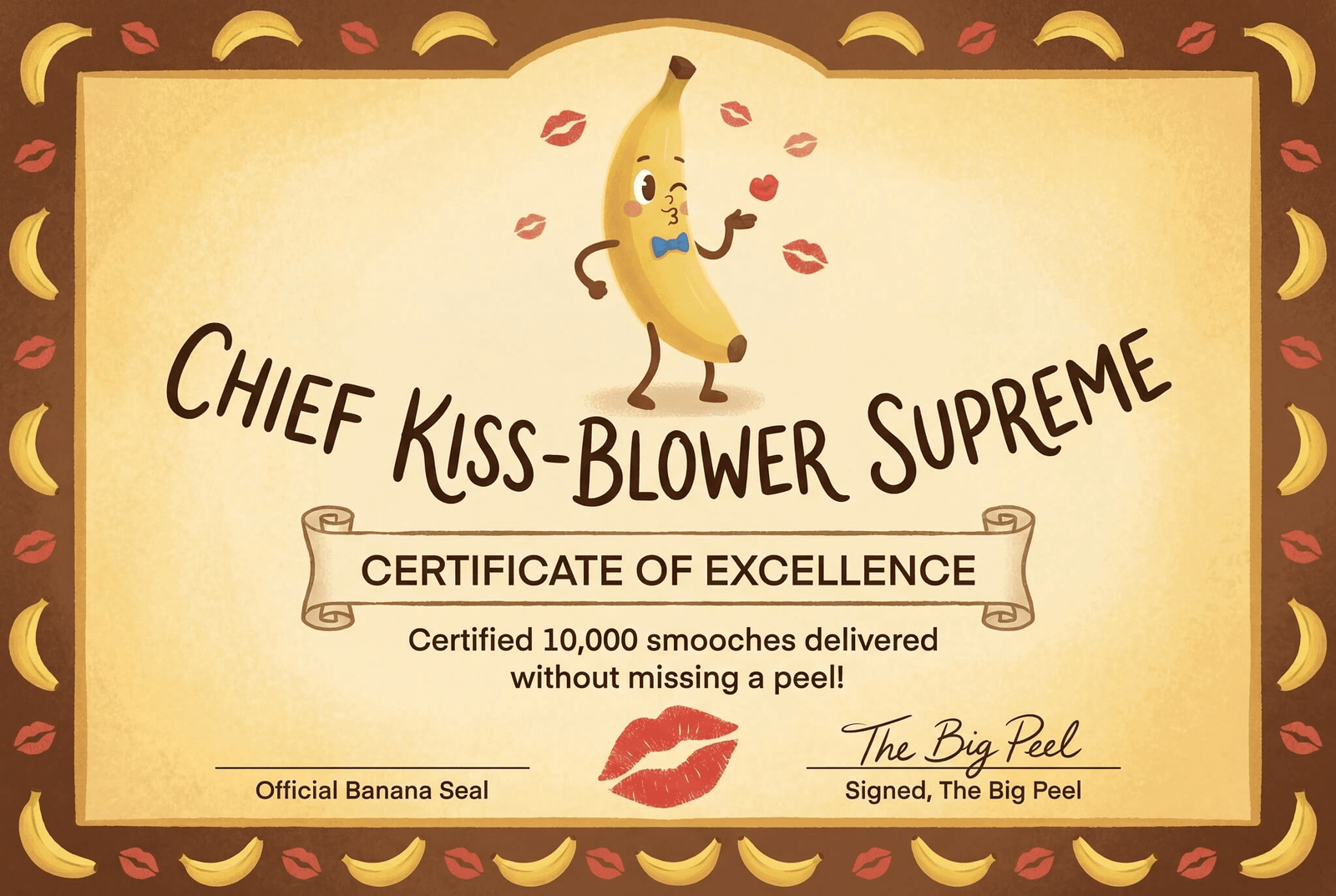 Banana Berry Chief Kiss-Blower Supreme certificate – Mignuti Kids award