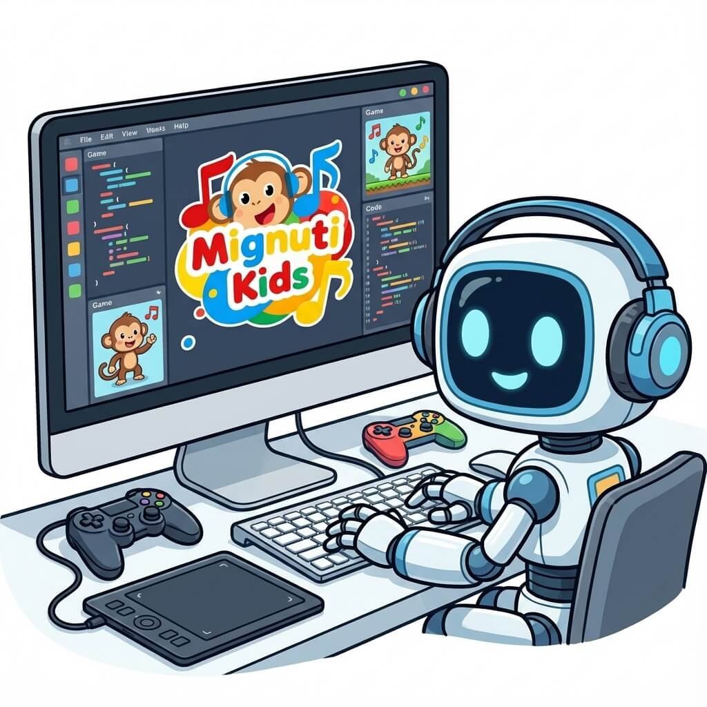 Preview of Mignuti Kids games in development featuring Banana Berry character, upcoming educational kids apps, interactive crafts and songs for children